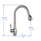 Vanity Art 17" Brushed Nickel Stainless Steel Single Handle Kitchen Sink Faucet With Pull Down Sprayer