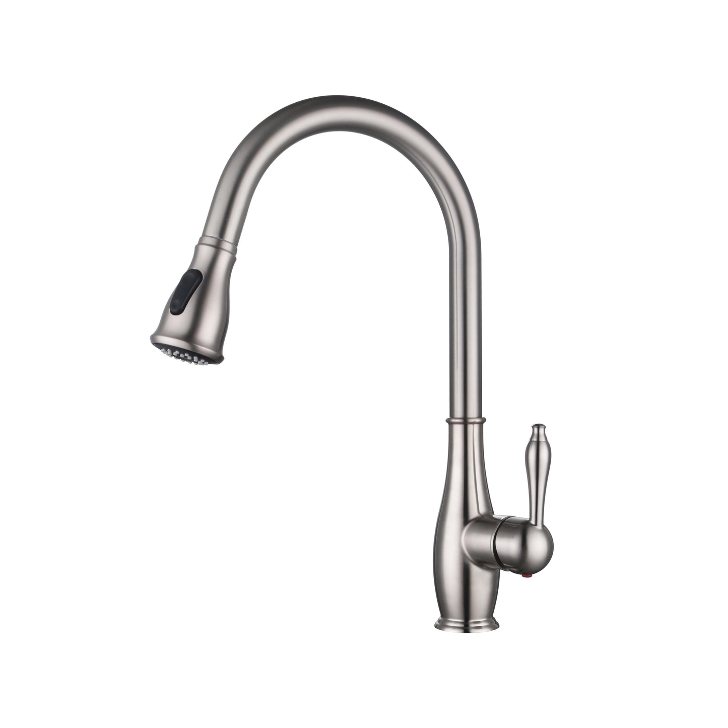 Vanity Art 17" Brushed Nickel Stainless Steel Single Handle Kitchen Sink Faucet With Pull Down Sprayer
