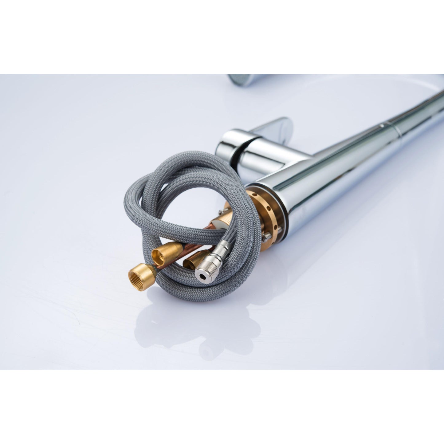 Vanity Art 17" Polished Chrome Stainless Steel Single Handle High Arc Kitchen Sink Faucet With Pull Down Sprayer