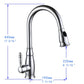 Vanity Art 7" W x 17" H Brushed Nickel Stainless Steel Single Lever 3-Way Spray Setting Kitchen Sink Faucet With Pull Down Sprayer