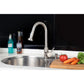 Vanity Art 8" W x 17" H Brushed Nickel Stainless Steel Single Lever High Arc Kitchen Sink Faucet With Pull Down Sprayer