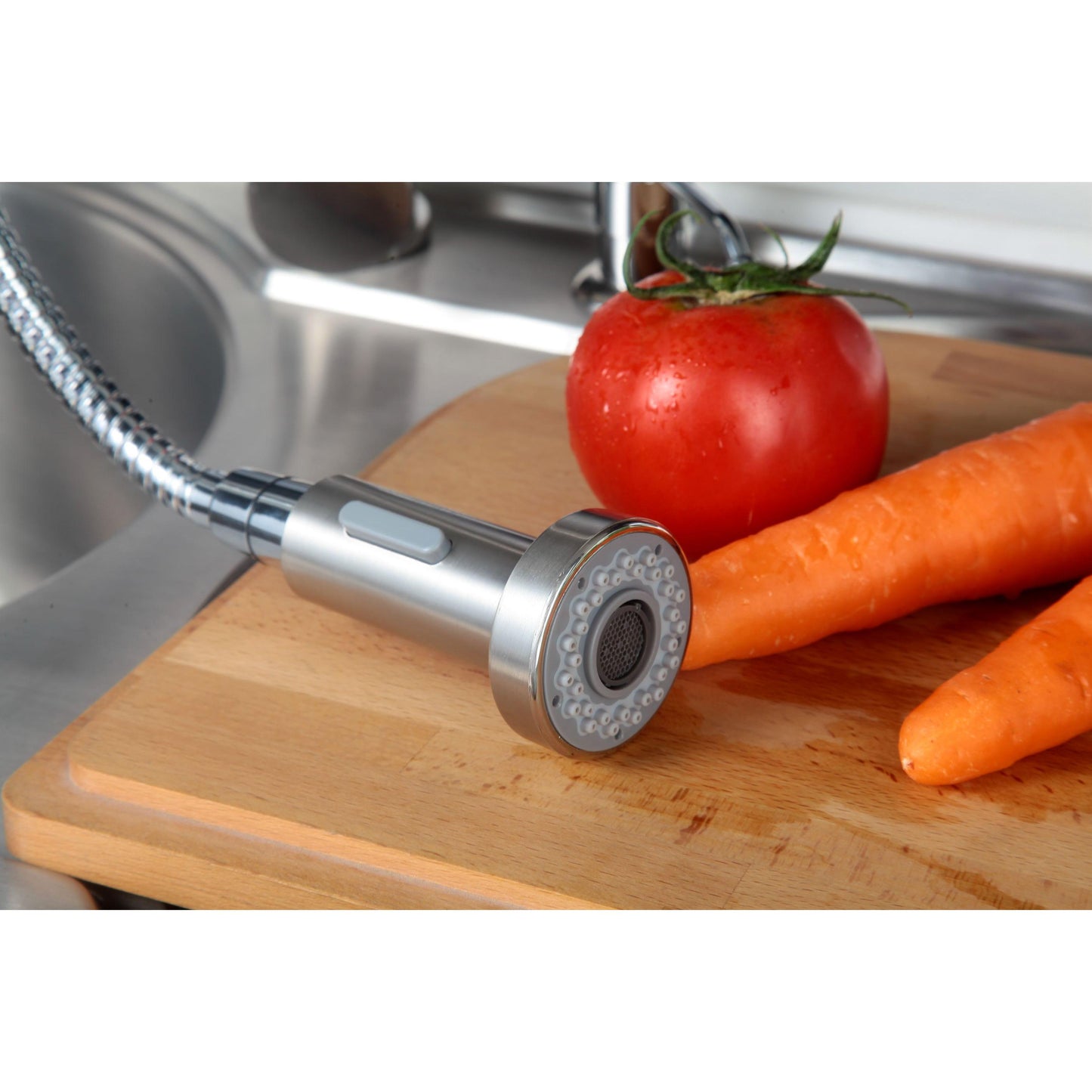 Vanity Art 8" W x 17" H Brushed Nickel Stainless Steel Single Lever High Arc Kitchen Sink Faucet With Pull Down Sprayer