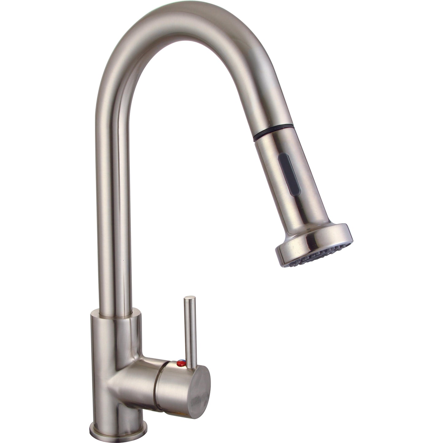 Vanity Art 8" W x 17" H Brushed Nickel Stainless Steel Single Lever High Arc Kitchen Sink Faucet With Pull Down Sprayer