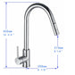 Vanity Art 8" W x 17" H Polished Chrome Stainless Steel Single Lever Handle Kitchen Sink Faucet With Pull Down Sprayer