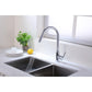 Vanity Art 8" W x 17" H Polished Chrome Stainless Steel Single Lever Handle Kitchen Sink Faucet With Pull Down Sprayer