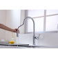 Vanity Art 8" W x 18" H Polished Chrome Stainless Steel Single Lever Handle High Arc Kitchen Sink Faucet With Pull Down Sprayer