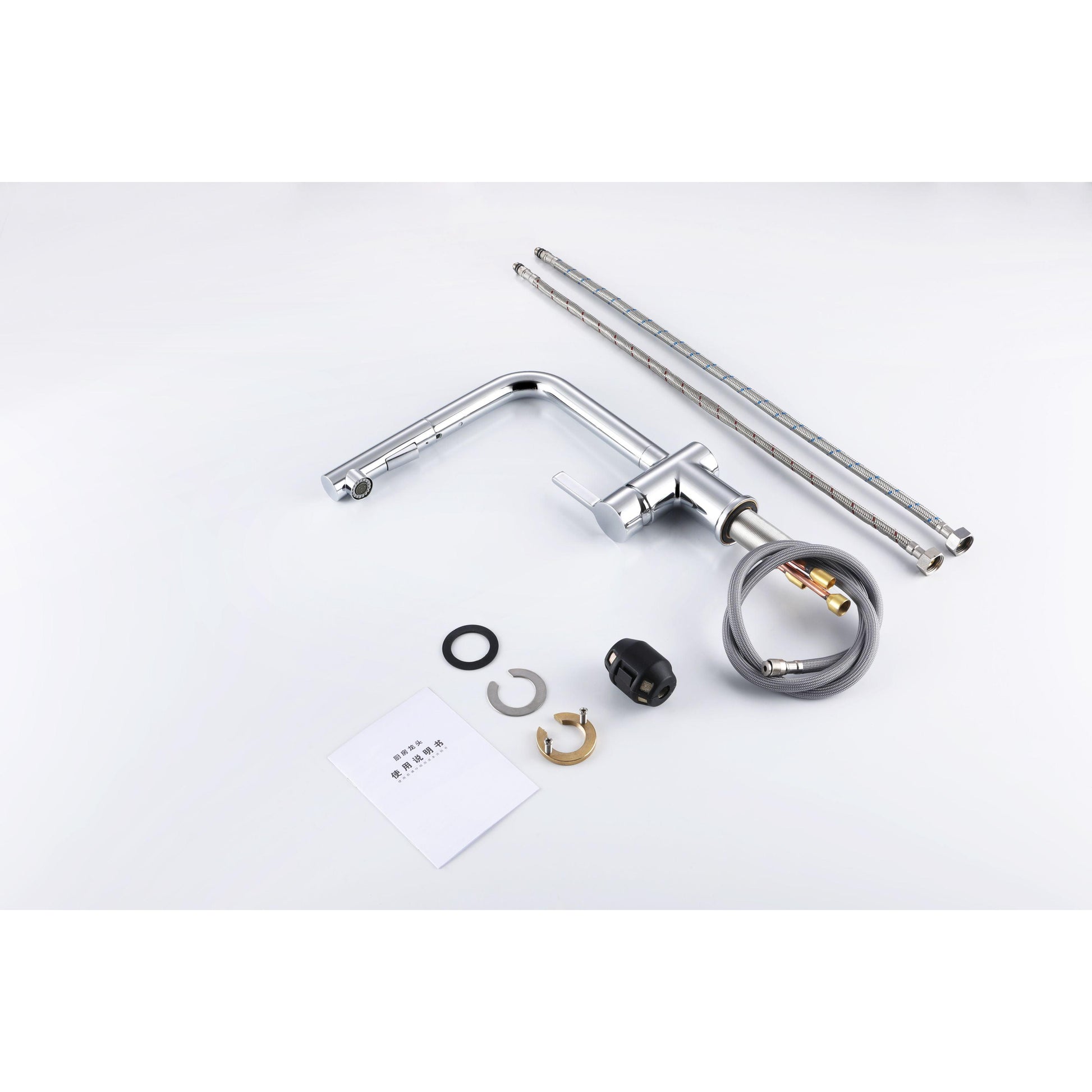 Vanity Art 9" W x 12" H Polished Chrome Stainless Steel Single Lever Kitchen Sink Faucet With Pull Down Sprayer