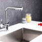 Vanity Art 9" W x 12" H Polished Chrome Stainless Steel Single Lever Kitchen Sink Faucet With Pull Down Sprayer