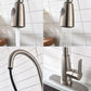 Vanity Art 9" W x 17" H Brushed Nickel Stainless Steel Single Lever Handle Kitchen Sink Faucet With Pull Down Sprayer