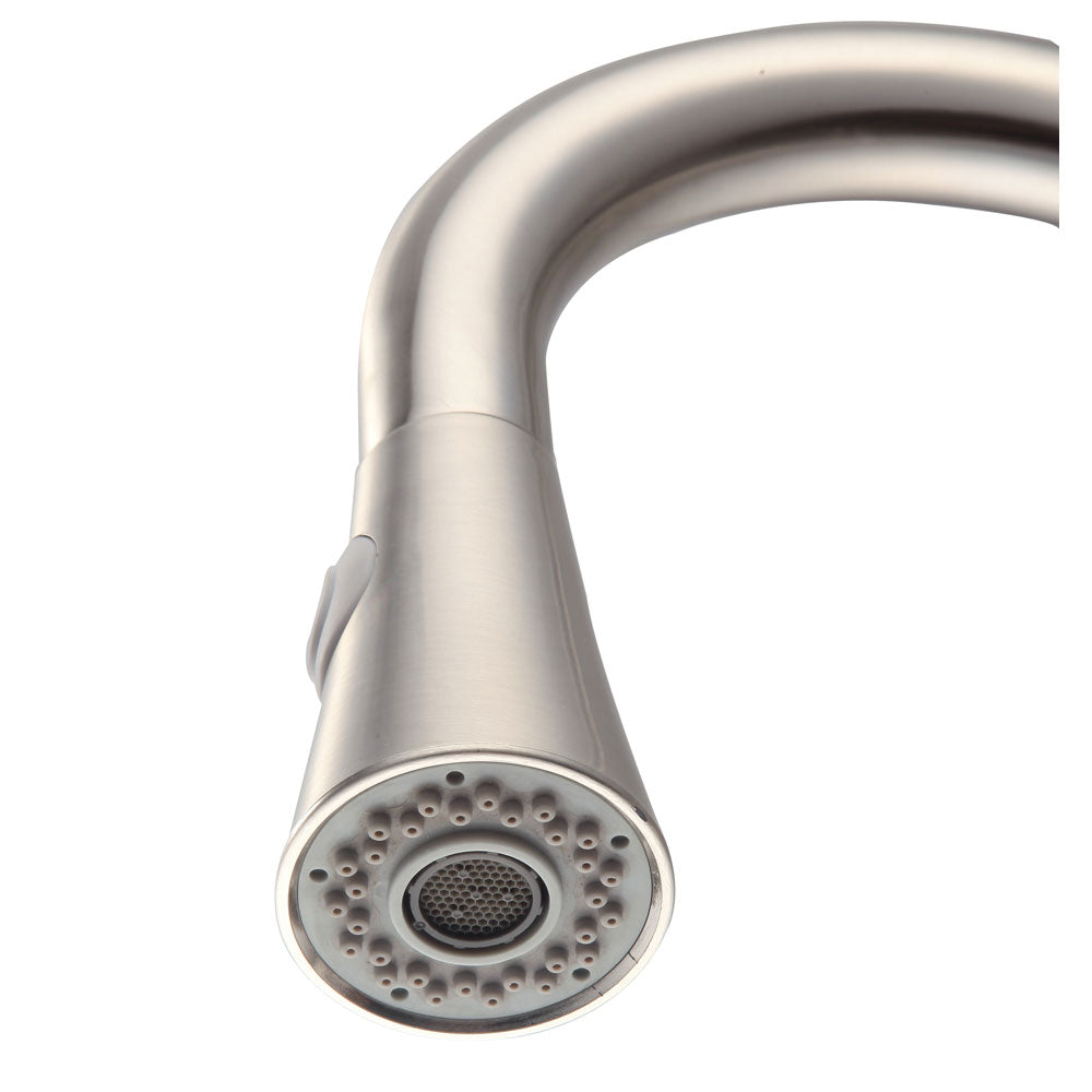 Vanity Art 9" W x 17" H Brushed Nickel Stainless Steel Single Lever Kitchen Sink Faucet With Pull Down Sprayer