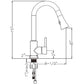 Vanity Art 9" W x 17" H Brushed Nickel Stainless Steel Single Lever Kitchen Sink Faucet With Pull Down Sprayer
