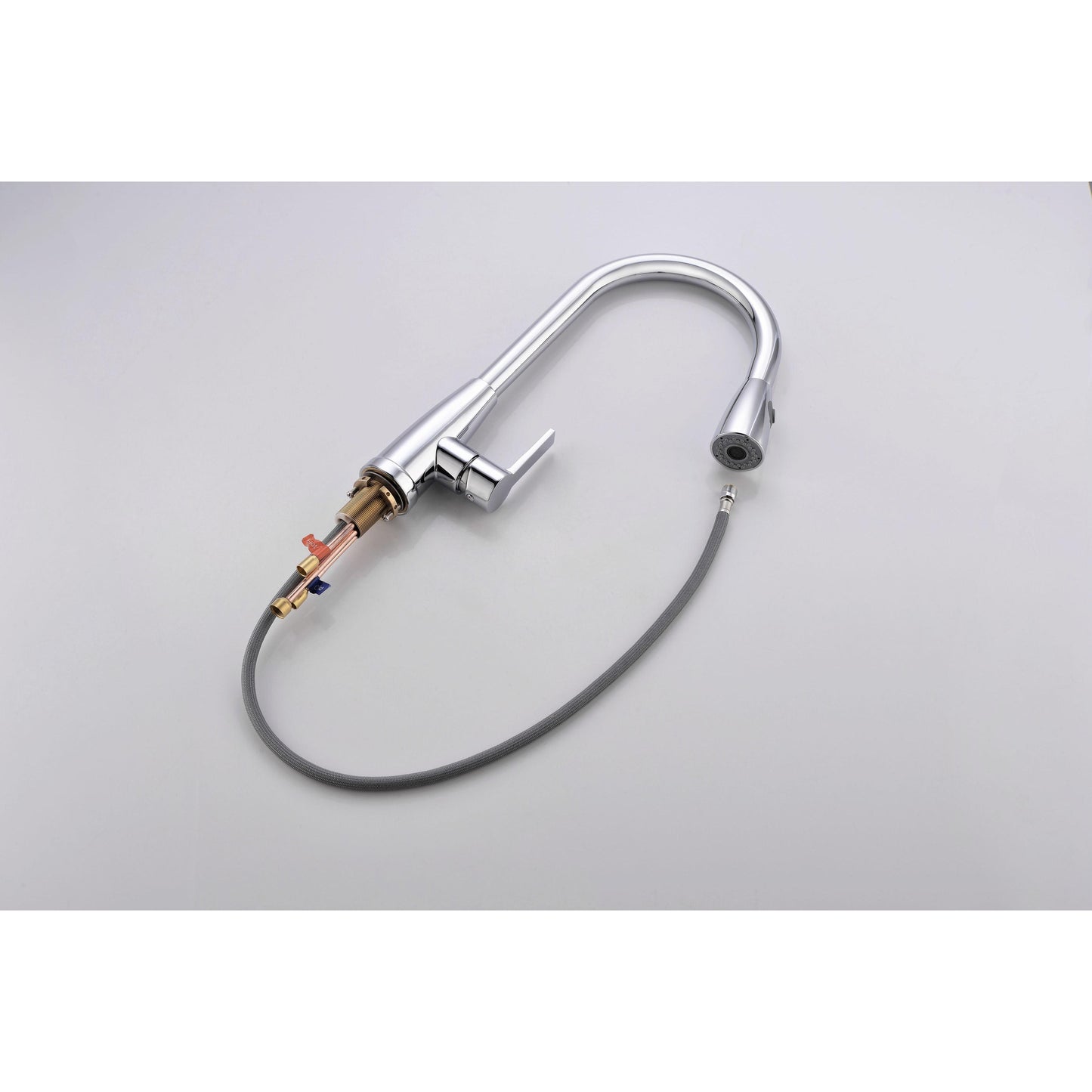 Vanity Art 9" W x 17" H Polished Chrome Stainless Steel Single Lever Handle Kitchen Sink Faucet With Pull Down Sprayer