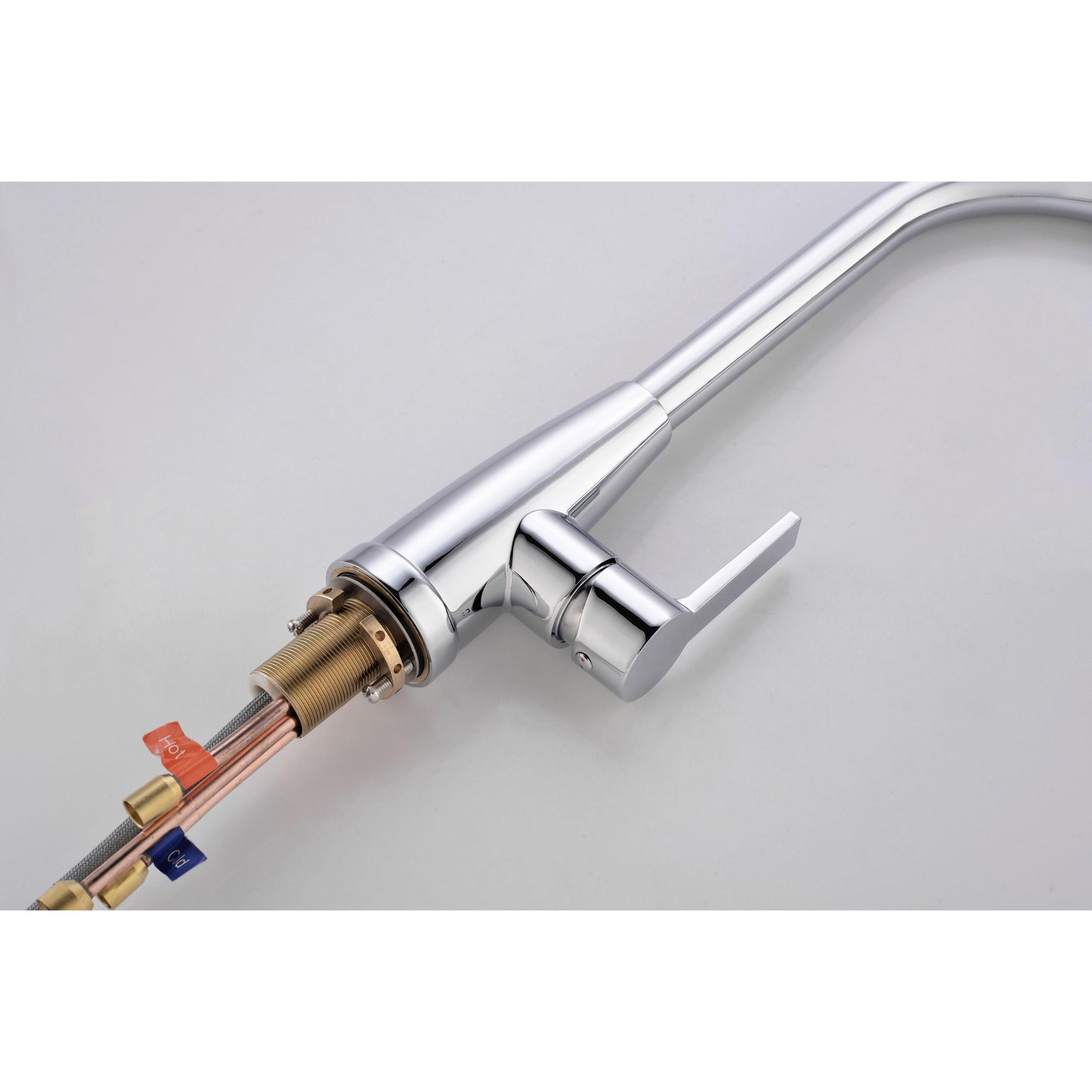 Vanity Art 9" W x 17" H Polished Chrome Stainless Steel Single Lever Handle Kitchen Sink Faucet With Pull Down Sprayer