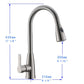 Vanity Art 9" W x 17" H Polished Chrome Stainless Steel Single Lever Handle Kitchen Sink Faucet With Pull Down Sprayer