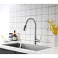 Vanity Art 9" W x 17" H Polished Chrome Stainless Steel Single Lever Handle Kitchen Sink Faucet With Pull Down Sprayer