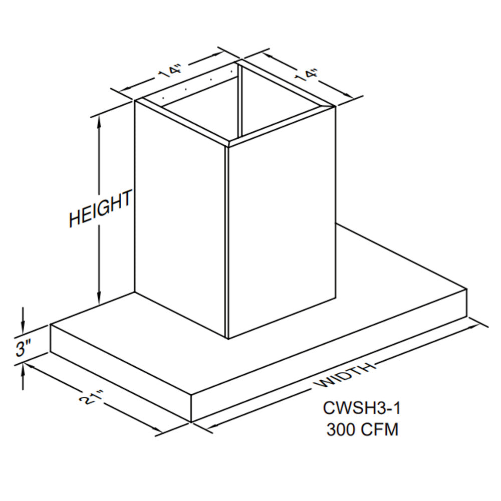 Vent-A-Hood 30" Stainless Steel Contemporary Wall Mount Range Hood with 300 CFM Motor and 21" Duct Cover Assembly