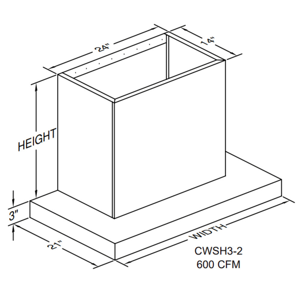 Vent-A-Hood 30" Stainless Steel Contemporary Wall Mount Range Hood with 600 CFM Motor and 21" Duct Cover Assembly