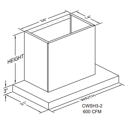 Vent-A-Hood 42" Stainless Steel Contemporary Wall Mount Range Hood with 600 CFM Motor and 33" Duct Cover Assembly