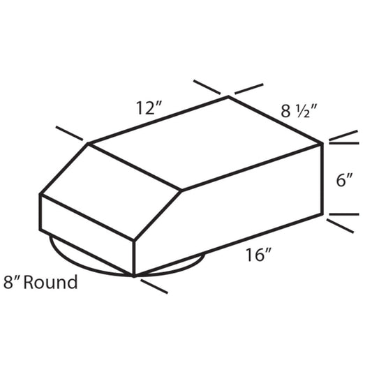 Vent-A-Hood 8" to 6" x 8" Back Vent Elbow/Transition