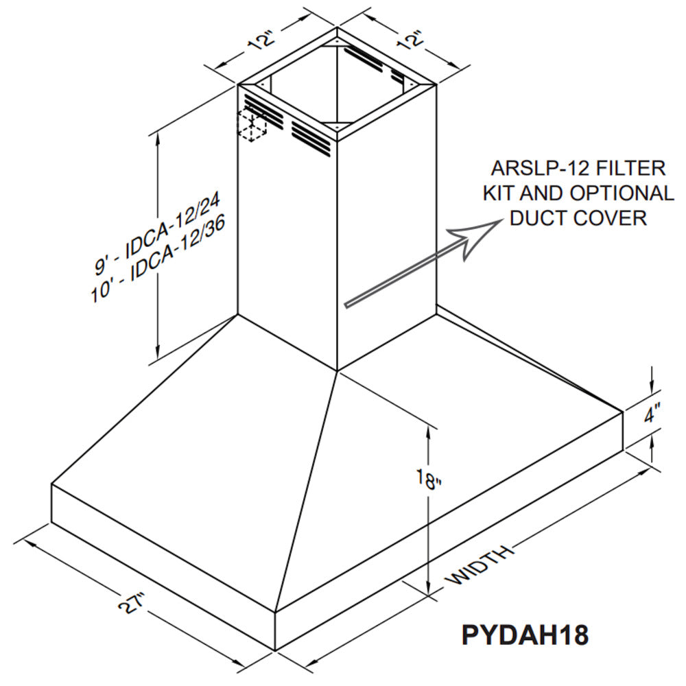 Vent-A-Hood ARS Series PYDAH18-K 42" White Finish Duct-Free Island Range Hood with 250 CFM Motor and LED Lights