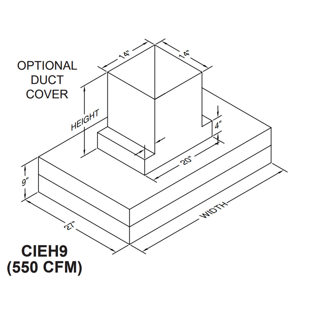 Vent-A-Hood CIEH9 36" Biscuit Finish Contemporary Island Range Hood with 550 CFM Motor