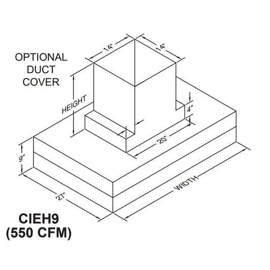 Vent-A-Hood CIEH9 36" Biscuit Finish Contemporary Island Range Hood with 550 CFM Motor