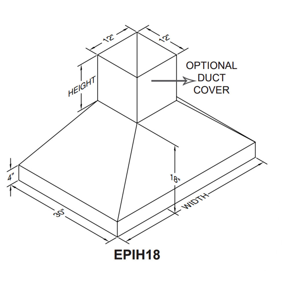 VentAHood Euroline Pro Series 48" Black Finish EuroStyle Island Ran