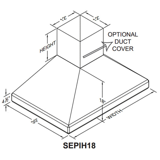 Vent-A-Hood Euroline Pro Series SEPIH18 42" Gunsmoke Finish Island Range Hood with 550 CFM Motor and LED Lights