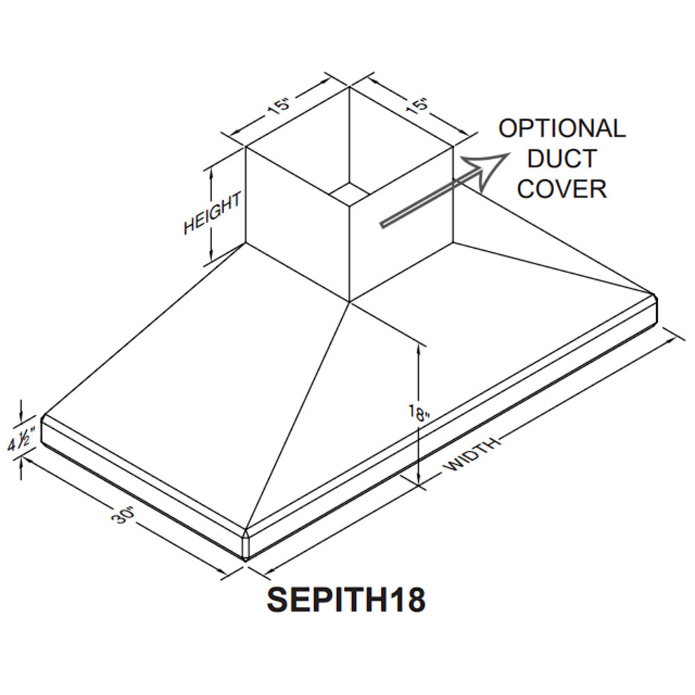 Vent-A-Hood Euroline Pro Series SEPITH18 48" Biscuit Finish Island Range Hood with 1100 CFM Motor and LED Lights