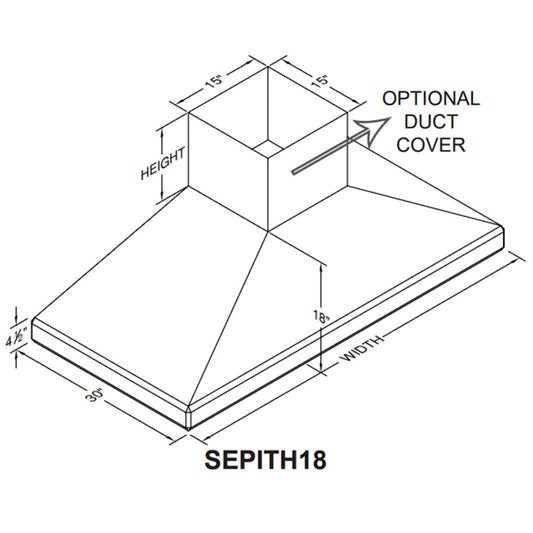 Vent-A-Hood Euroline Pro Series SEPITH18 66" Gunsmoke Finish Island Range Hood with 1100 CFM Motor and LED Lights