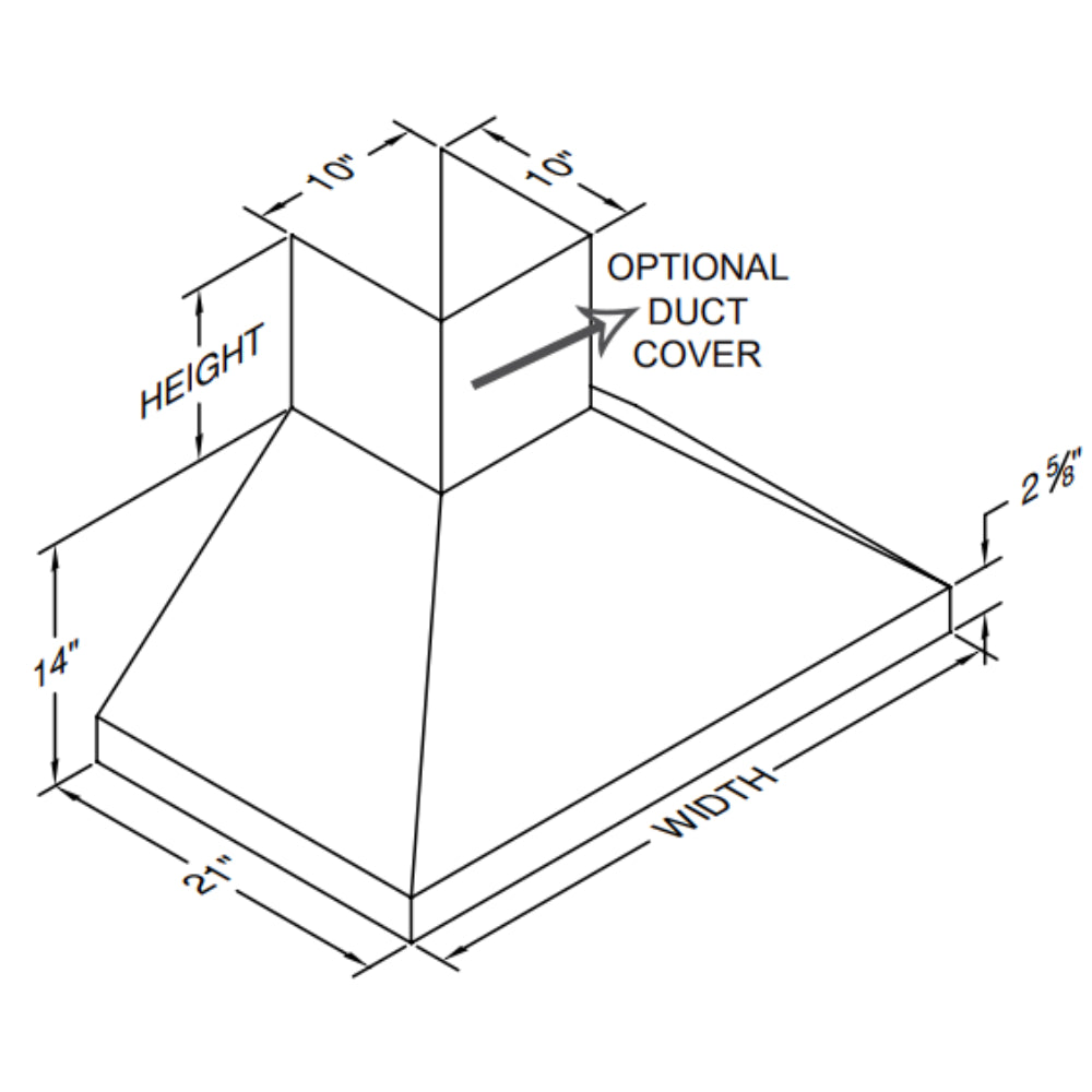 Vent-A-Hood Euroline Series PDH14 42" Overlay Finish Wall Mounted Range Hood with 600 CFM Motor and LED Lights