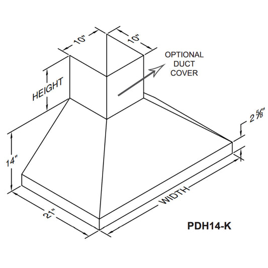 Vent-A-Hood K-Series PDH14-K 48" Gunsmoke Finish Wall Mounted Euro-Style Range Hood with 250 CFM Motor and LED Lights