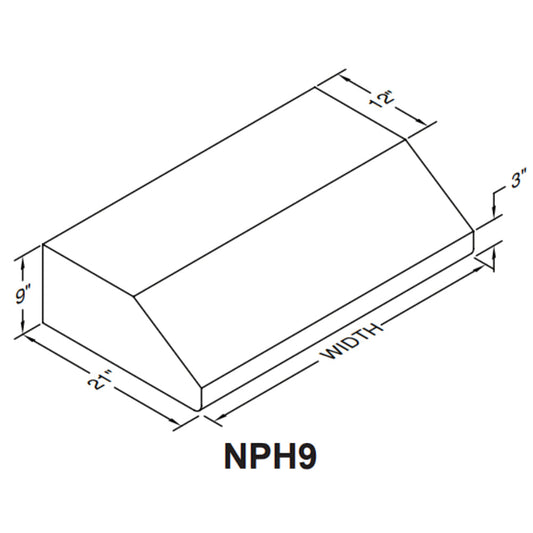 Vent-A-Hood NPH9 42" Overlay Finish Under Cabinet Range Hood with 900 CFM Motor and LED Lights