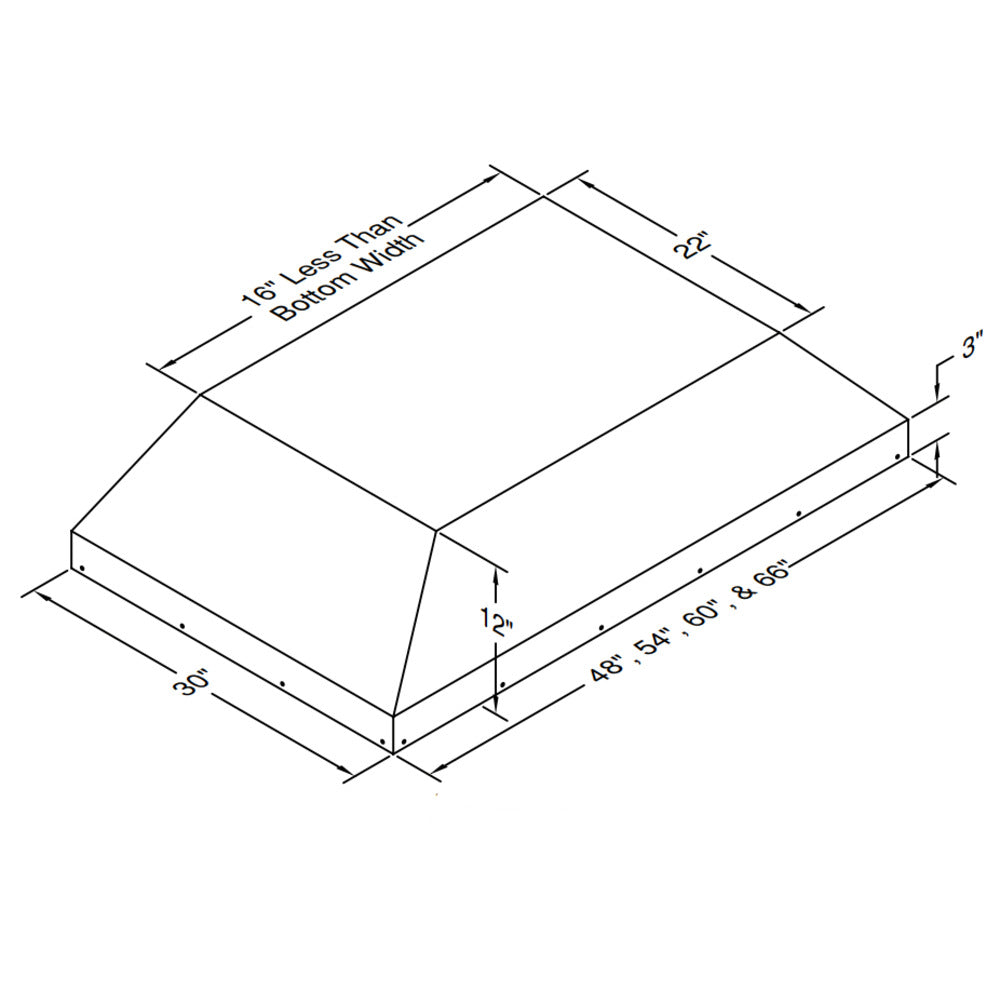 Vent-A-Hood THPSLE 48" Biscuit Finish Island Liner Insert Range Hood with 1100 CFM Motor and LED Lights