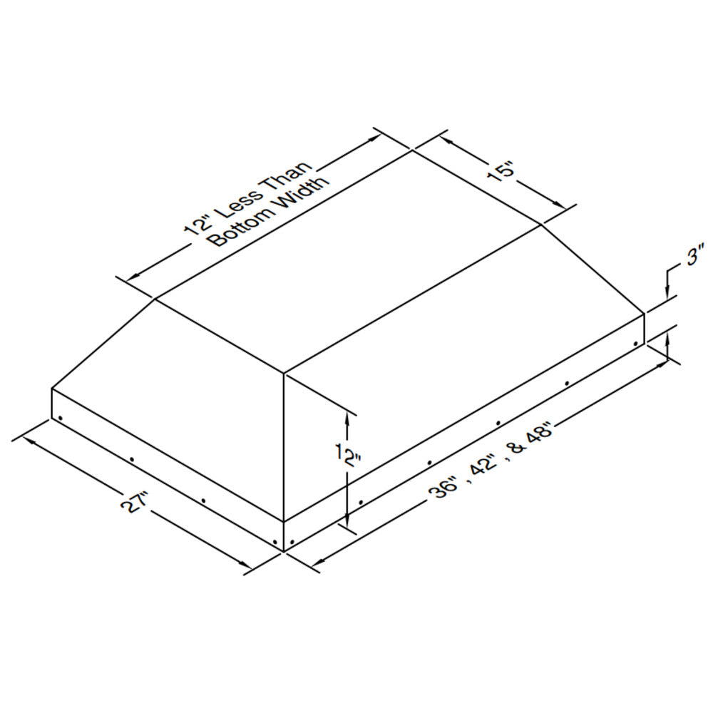 Vent-A-Hood THSLE 42" Gunsmoke Finish Island Liner Insert Range Hood with 550 CFM Motor and LED Lights