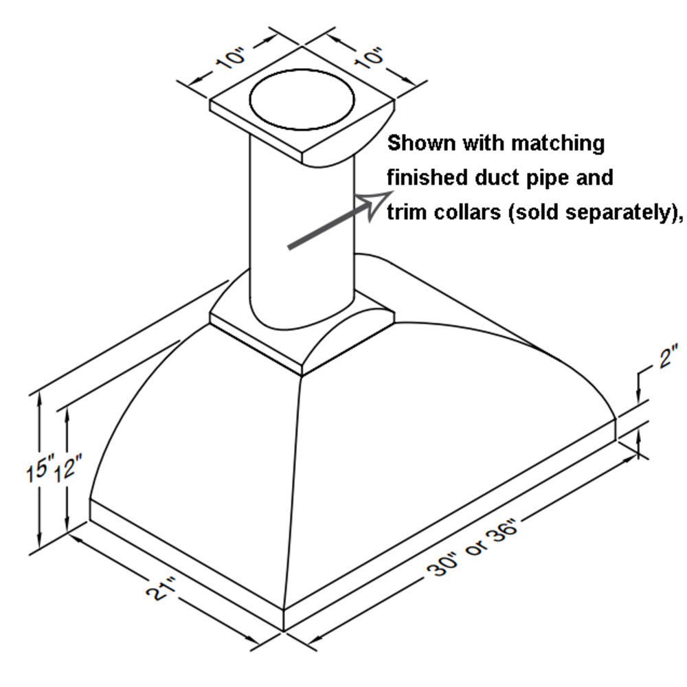 Vent-A-Hood XLH12 30" Stainless Steel Contemporary Wall Mounted Range Hood with 600 CFM Motor, Stainless Steel Lip Trim and LED Lights