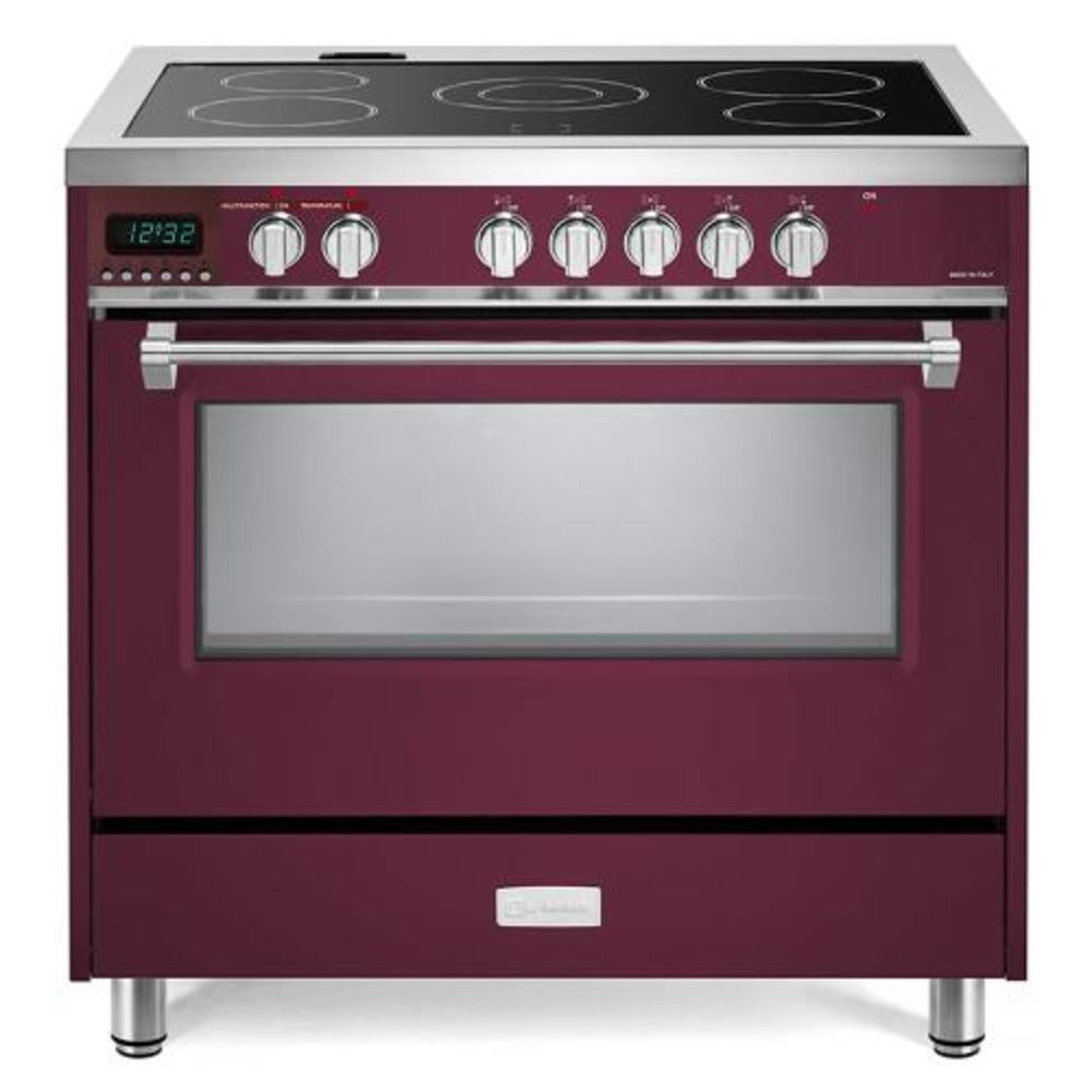 Verona Designer Series 36" Burgundy Finish Electric Range with 5-Burner and Single Oven