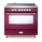 Verona Designer Series 36" Burgundy Finish Induction Range with 5-Burner and Single Oven