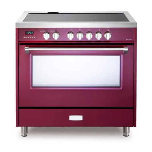 Verona Designer Series 36" Burgundy Finish Induction Range with 5-Burner and Single Oven