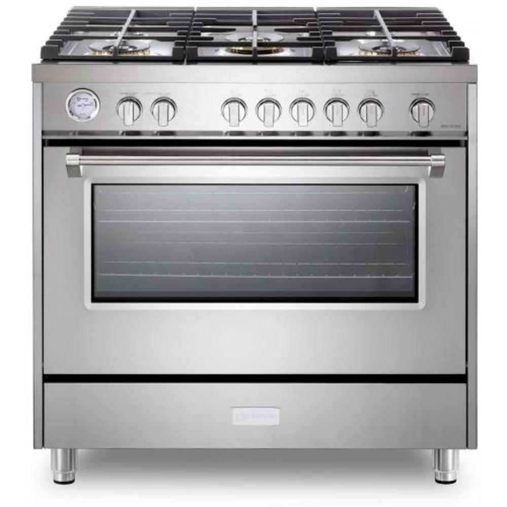 Verona Designer Series 36" Stainless Steel Gas Range with 5-Burner and Single Oven