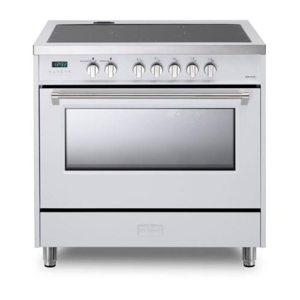 Verona Designer Series 36" White Induction Range with 5-Burner and Single Oven