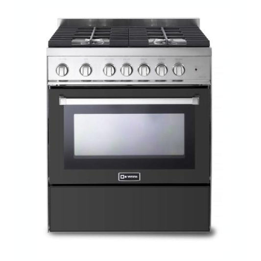 Verona N-Series 30" Matte Black Finish Gas Range with 4-Burner and Single Oven