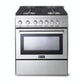 Verona N-Series 30" Stainless Steel Finish Gas Range with 4-Burner and Single Oven