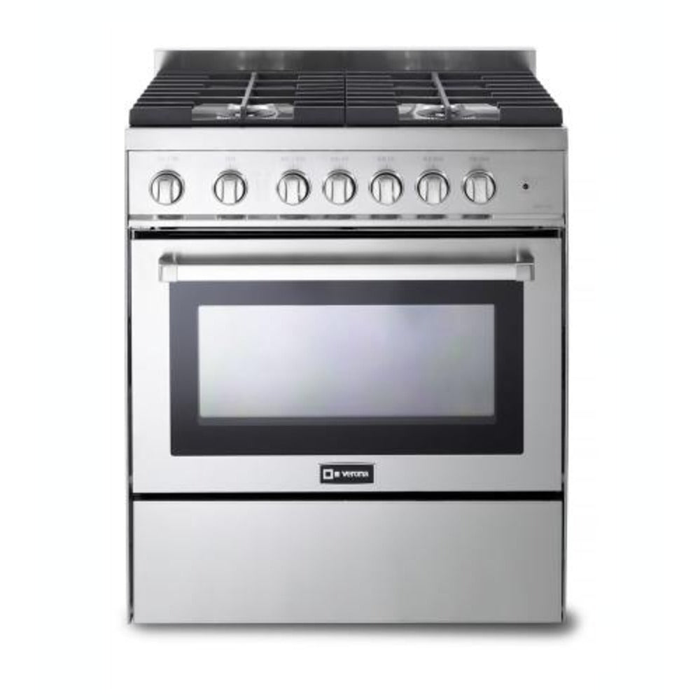 Verona N-Series 30" Stainless Steel Finish Gas Range with 4-Burner and Single Oven