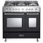 Verona Prestige Series 36" Matte Black Finish Gas Range with 5-Burner and Double Oven