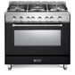 Verona Prestige Series 36" Matte Black Finish Gas Range with 5-Burner and Single Oven