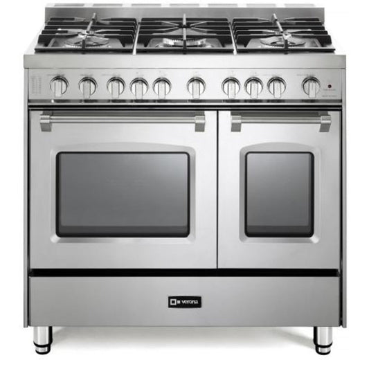 Verona Prestige Series 36" Stainless Steel Gas Range with 5-Burner and Double Oven