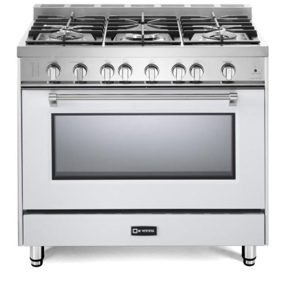 Verona Prestige Series 36" White Finish Gas Range with 5-Burner and Single Oven