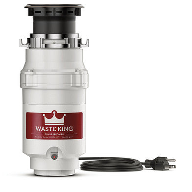 Waste King 1/3 HP Garbage Disposal With Power Cord for Kitchen Sink Food Waste