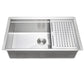 Wells Sinkware 3D Series 32" Rectangle Undermount Handcrafted Stainless Steel Single Bowl Kitchen Sink With Companion Stainless Steel Colander, Rolling Mat, Rubber Wood Cutting Board and Basket Strainer